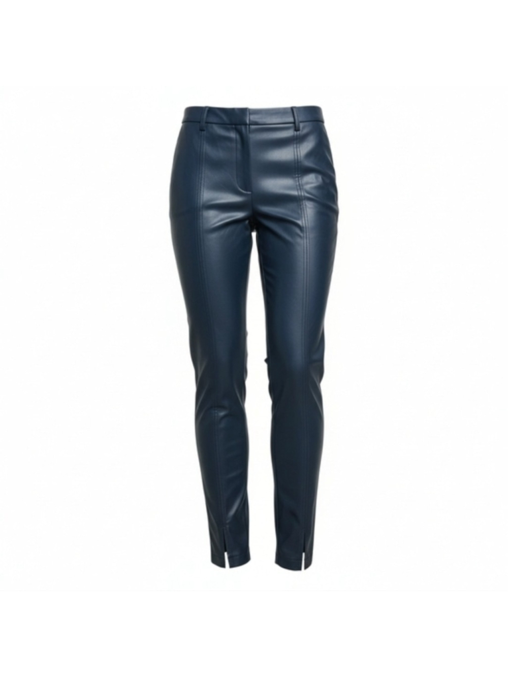 NWT Jason Wu Trouser Pants XL Black Vegan Faux Leather Modern Ankle Slits Slim